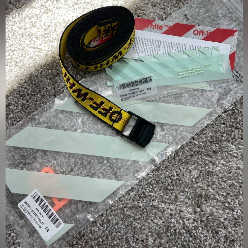 Off White Mini Industrial Belt (Yellow and Black)